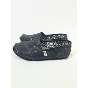 TOMS Alpargata Textured Glitter Slip On Flat Shoes Women W7.5 Black Causal Comfy